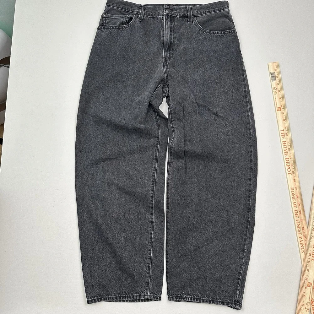Levi's Premium Baggy Dad Jeans Women 30x30 Black 100% Cotton Big E Wide Leg